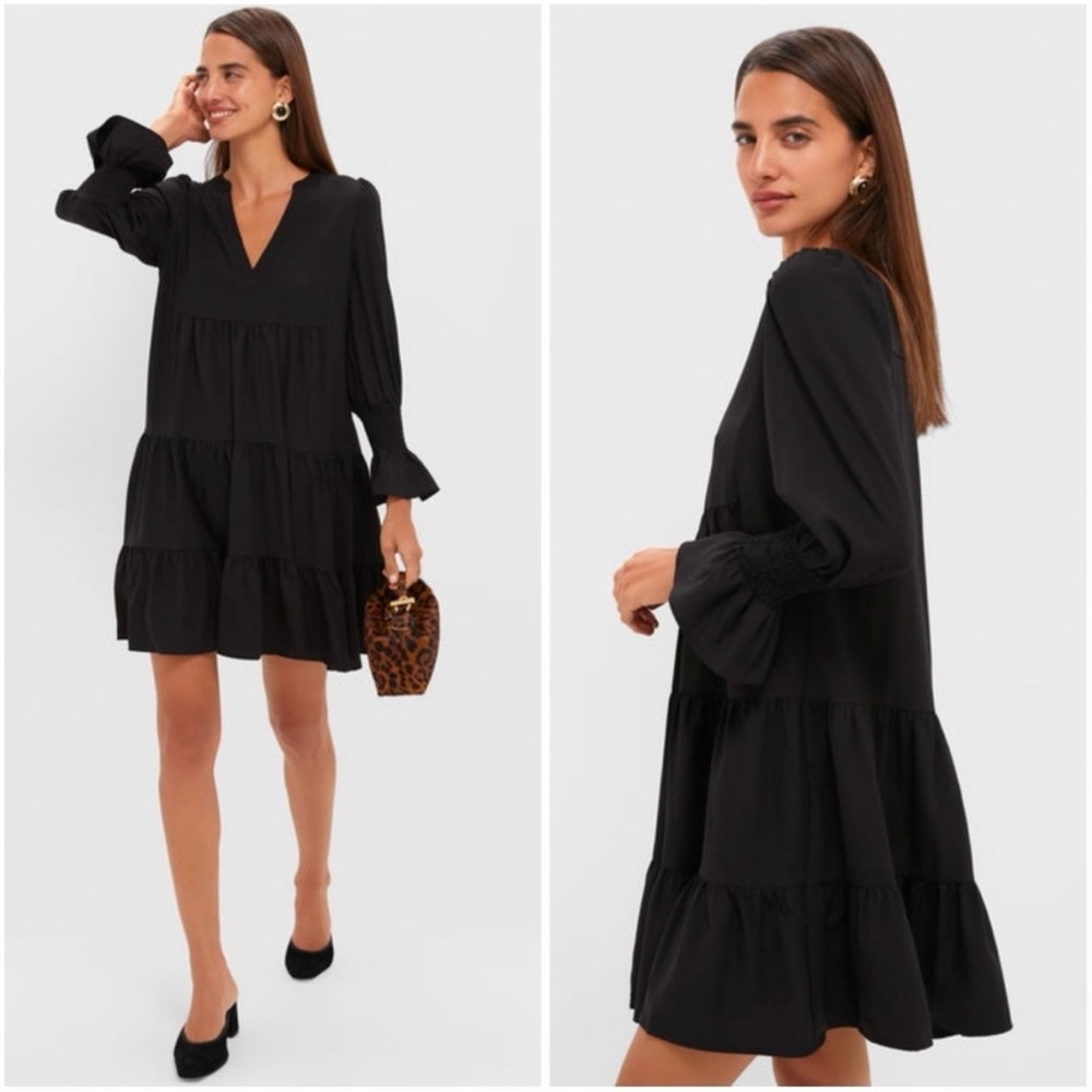Tuckernuck Pomander Place Black Crepe Kenzo
Tiered Mini Dress Size Medium